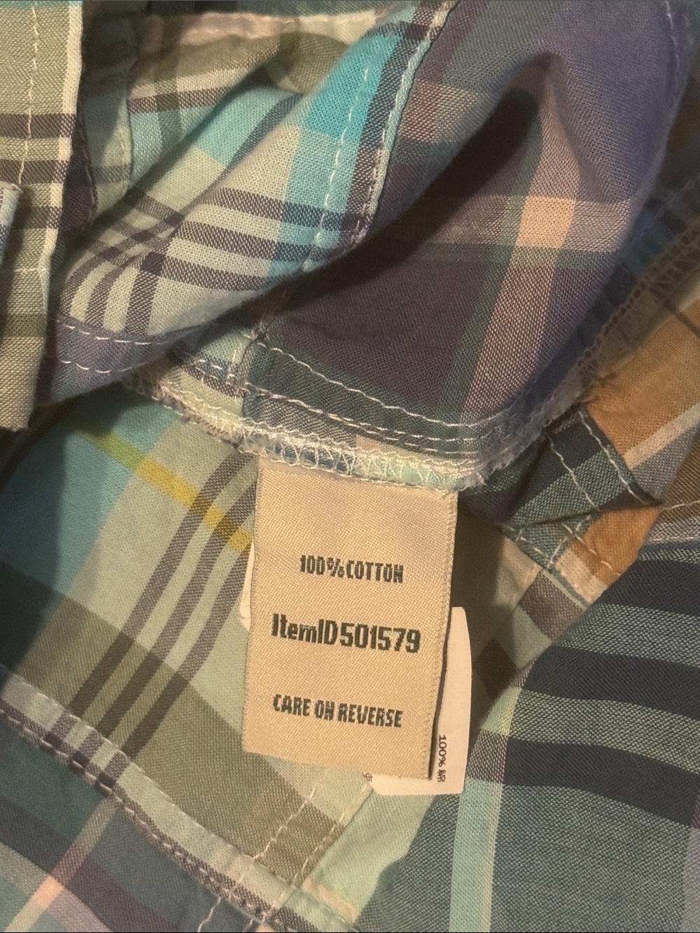 L. L. Bean Madras Patchwork Plaid Button Down Shirt.  Size large. - Picture 6 of 10